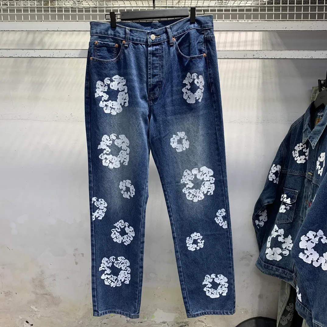 D107# P200 Denim Tears Kapok printed denim high-quality jeans trousers. The official website has the most complete version and color matching, 6 colors! ! !  color: dark blue, light blue, retro blue, denim blue, black, white size: 30 32 34 36